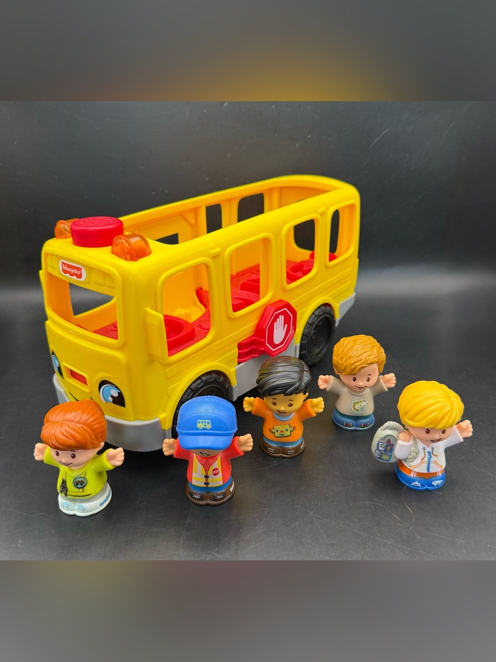 2016 Fisher Price Little People School Bus Sounds & Lights + 5 Figures ~ WORKS!